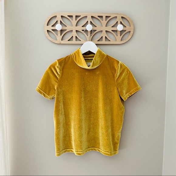 Madewell Velvet Mockneck Tee Yellow Sz XXS - Picture 1 of 8